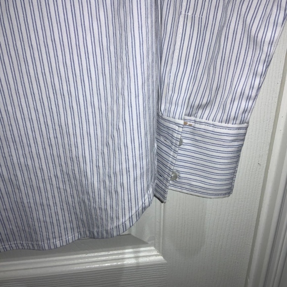 Ann Taylor button front striped blouse Sz 0 long sleeve - Picture 3 of 7